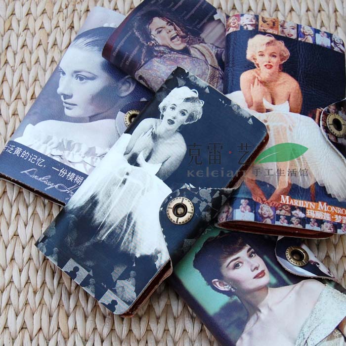 Medium-length version of leather casual cowhine purse men's and women's handmade cowhine wallet Monroe Hepburn Jackson