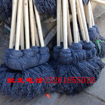 Drill a large amount of wood handle pure cotton mop gray line pier wood to drag large heads to wash the wood of cleaning supplies cotton dust