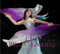 Neilos open bin price belly dance real silk fan long silk fan lavender purple gradient 1 5m * 0 9m