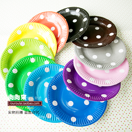 (10 pcs) party plate birthday party supplies polka dot cake plate polka dot paper plate birthday party plate