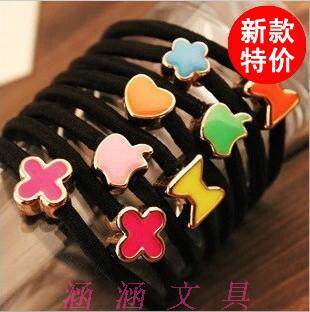 Drip color hair ring Japanese Korean Edition popular new headdress leather bar hair rope black headline hair decoration headdress
