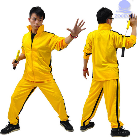 Bruce Lee's same yellow split sportswear nunchaku road clothing performance training nunchaku kung fu suit
