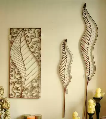 European and American pastoral style American leaf wrought iron wall hanging background wall decoration three-dimensional wall sticker Y2115