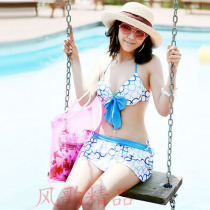 Special counter Sanqi swimwear bronzing fabric three-piece steel pair bikini swimsuit women 9038