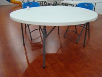 Round plastic hollow blow molded plastic steel table and chair folding table folding round table can be folded in half and can be carried 156cm