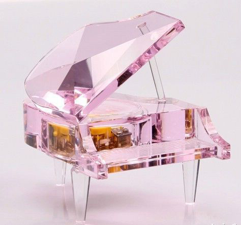 Crystal music box piano model rhyme movement music box can do photo lettering birthday gift