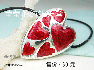 925 silver ornament quality recommended for great painting of heart painted with glazed silver pendant
