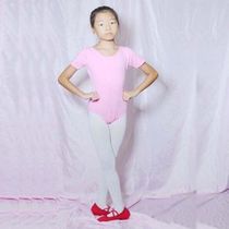 Chong four diamond childrens dance: round neck short sleeve cotton lycra practice uniforms * Pink ballet practice uniforms