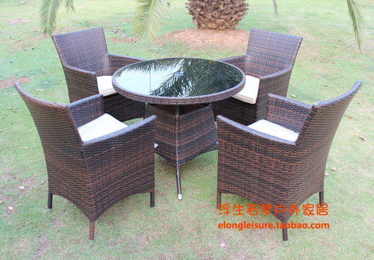 Outdoor balcony courtyard rattan table and chair combination Outdoor leisure furniture set Cafe imitation rattan tea set