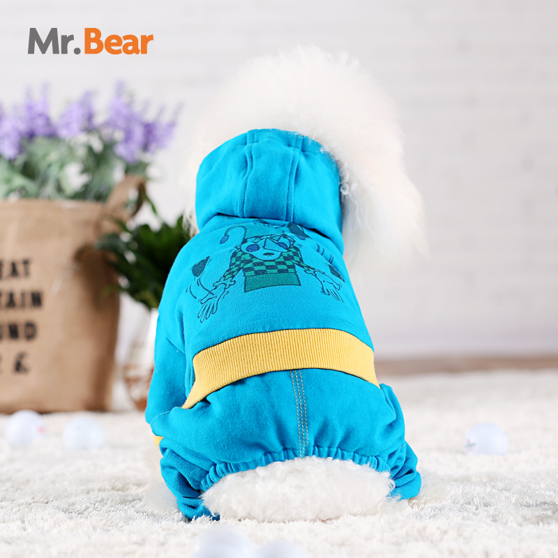 Mr.Bear/宠宠熊 泰迪贵宾狗狗衣服秋冬装 宠物狗狗 连帽四脚衫