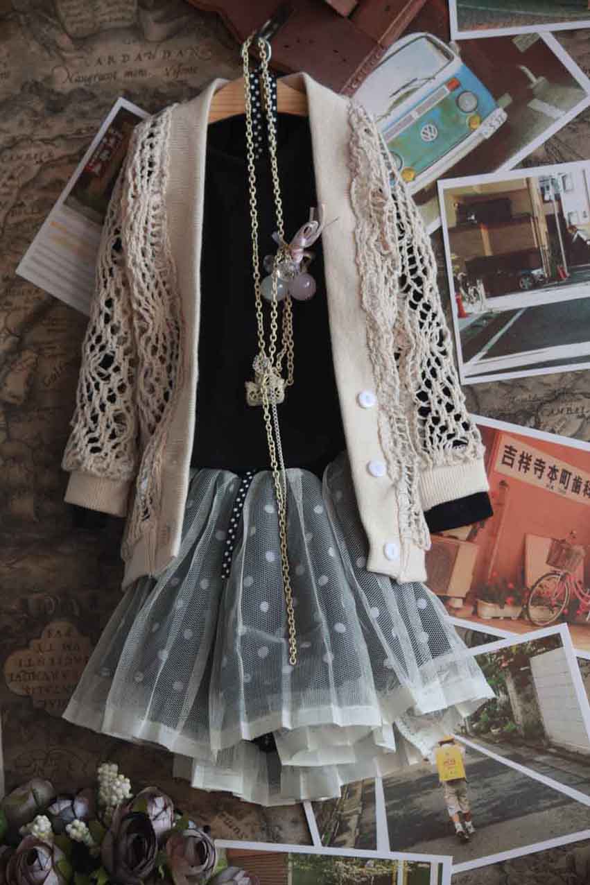 Spot baby clothes (endless) 3 points four points bjd sd baby clothes beige long cardigan suit dress