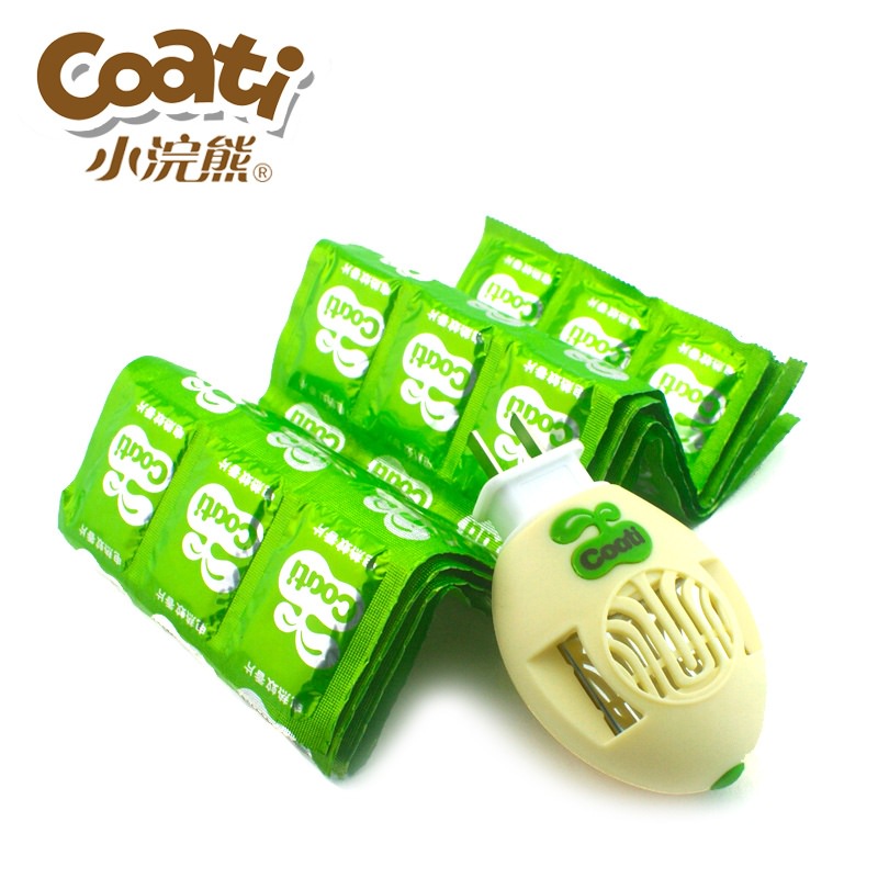 小浣熊婴儿宝宝电热蚊香片驱蚊片60P+驱蚊器无味型超值套装