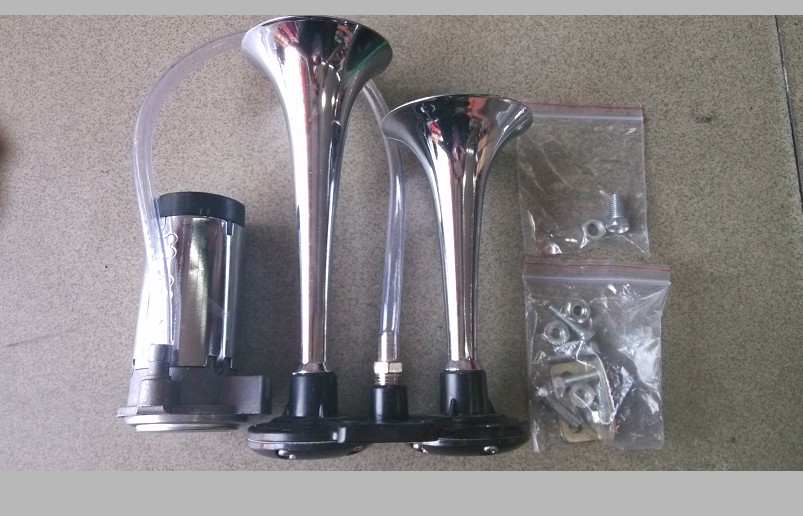 汽车不锈钢电气喇叭12V24伏汽笛喇叭 汽车两管喇叭气喇叭鸣笛喇叭