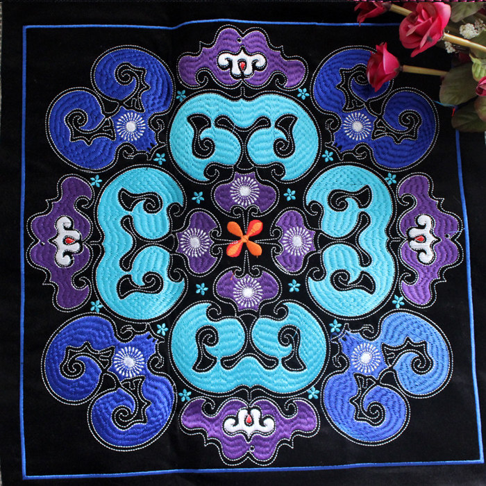 Violet-thick flannel machine embroidered embroidery piece exotic style bag bag garment DIY handmade accessories