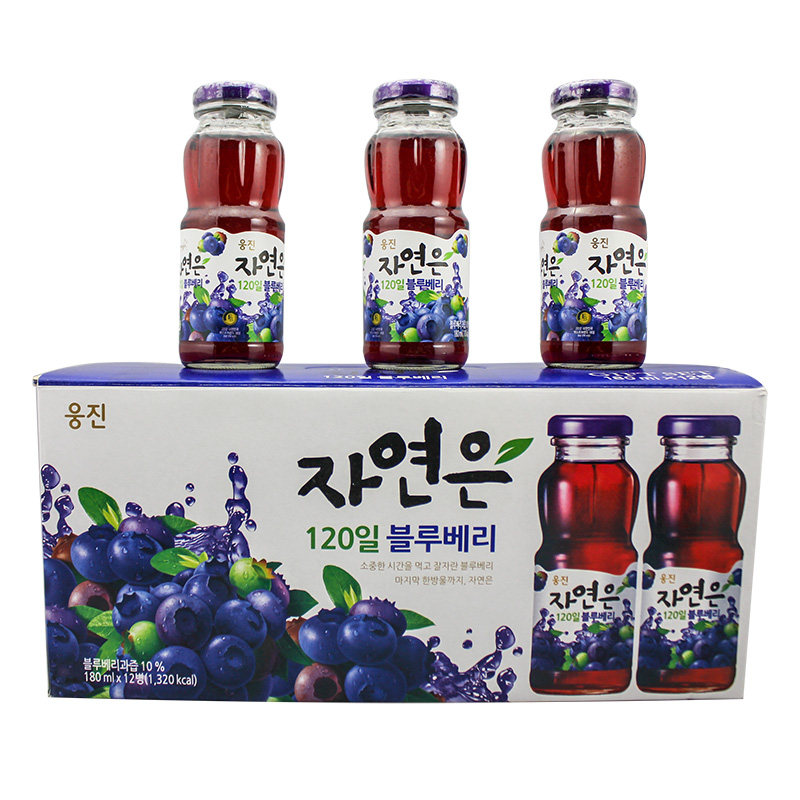 【天猫超市】韩国进口饮料 熊津自然蓝莓汁180ml*12瓶 饮料礼盒