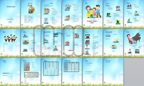  A4 Elementary school student growth book Record childrens growth file word template 20 pages blue tone full version
