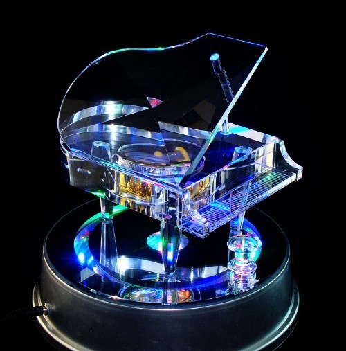 Christmas Gifts Crystal Music Box Piano Crystal Music Box Colorful Base