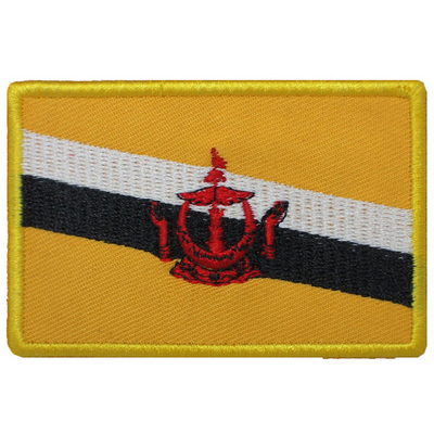 Embroidery magic adhesive stamp custom set to do the national flag badge with the seal of the flag of Brunei, the flag of Brunei, the Russian flag