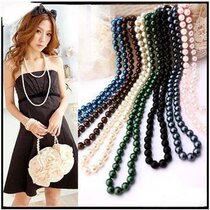 Korea long sweater chain pearl necklace female jewelry wholesale long chain jewelry black white beige 110g