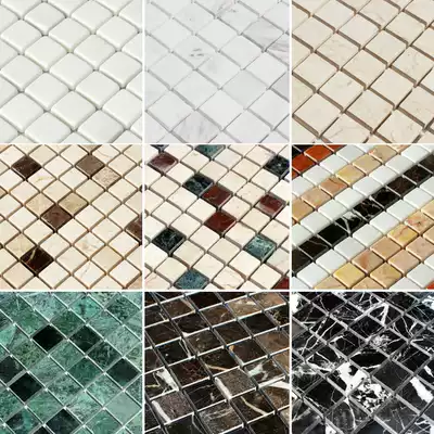 Spot Dali stone mosaic light brown deep brown rice jazz white black floor wall mosaic