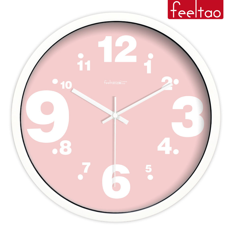 Feitao pink personality wall clock Fashion creative mute living room watch Romantic simple large bedroom clock