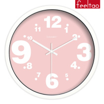  Feitao pink personality wall clock fashion creative mute living room clock Romantic simple large bedroom clock