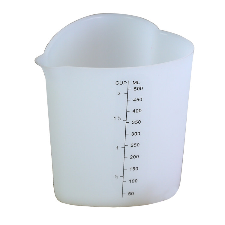 Food Grade FDA LFGB Heart Shape Silicone Measuring Cup 500ML Export Quality Factory Price