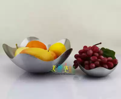 European fashion bar restaurant snack plate candy with lotus shaped stainless steel fruit plate size