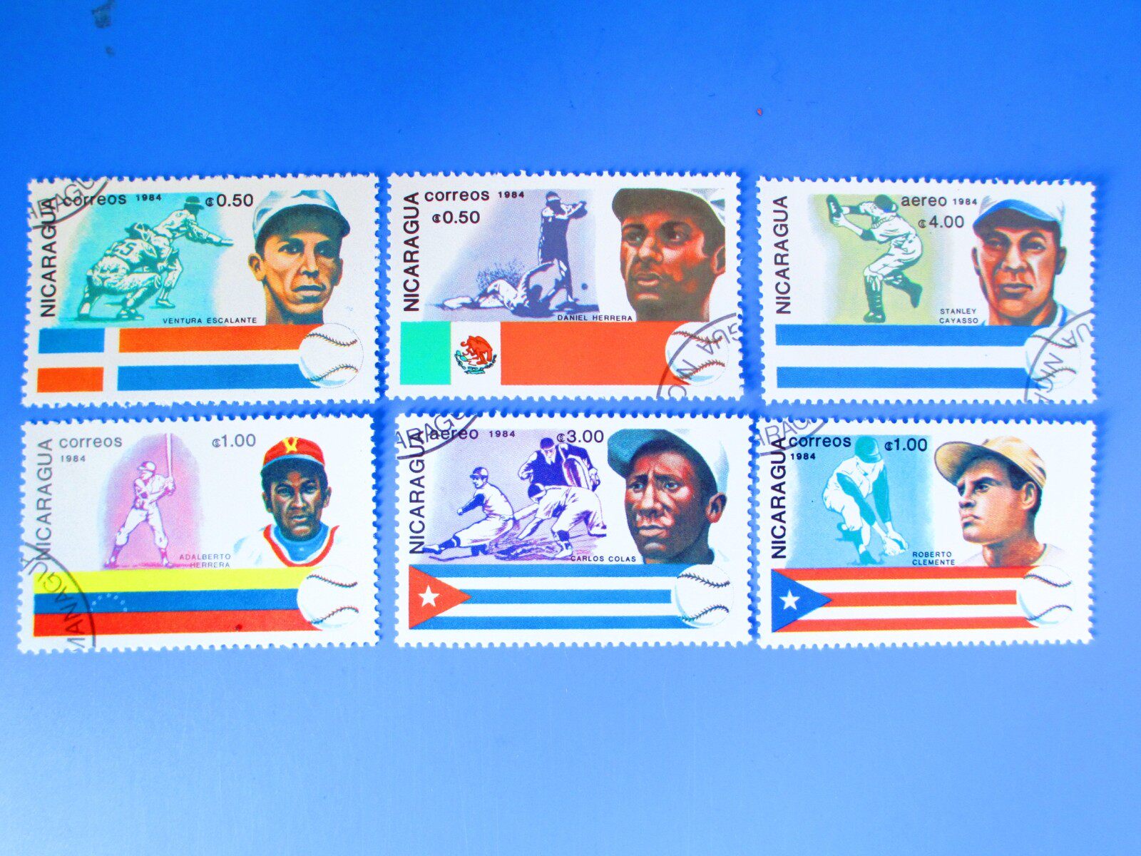Foreign Stamps Nicaragua 1984 Baseball Players Serve 6 Different Full 18 yuan