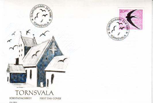 Sweden 1988 FDC bird (swallow) 1 full first day cover 1 officer white