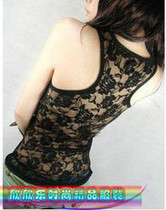 2019 FASHION NEW BIG CODE PERSONALITY BACK HOLLOWED-OUT LACE WORK WORDS VEST CAN BE SET