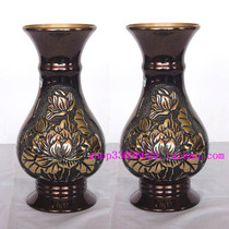 Jufo Pavilion Taiwan bronze incense burner Furnace glass Buddha Cup * big lotus copper vase regular copper (1 pair)