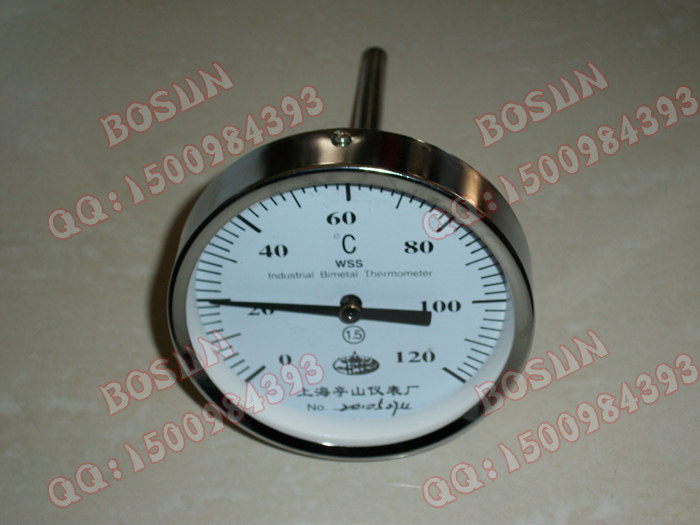 WSS-401 axial bimetal thermometer 0-120℃ rod length 300mm 350mm