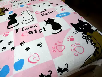 Day single cut velvet towel quilt cotton towel blanket cartoon towel sheet Boots cat