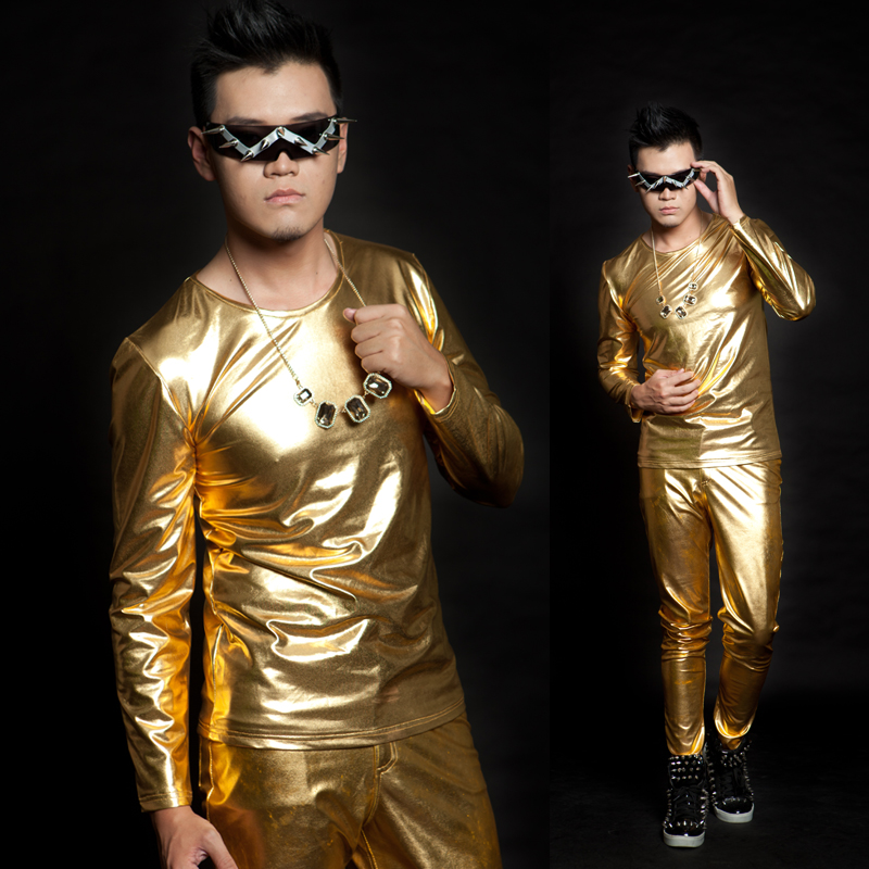 3M Danny Nightclub Stage Bully Wave Men's Fashion DS Singer Acted Out of Home-made Luxury Long sleeves Tailor-made Men's T-Shirt