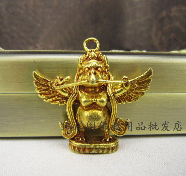 Nepali Craftsmanship Mizong Pure Bronze-gold Golden Wings gold-winged Large Pine Birds Pestle Pestle Pendant and Pendant Protective item pendant