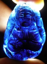 Collection grade big particle bare stone pendant natural sapphire carving 47 2ct safe Guanyin