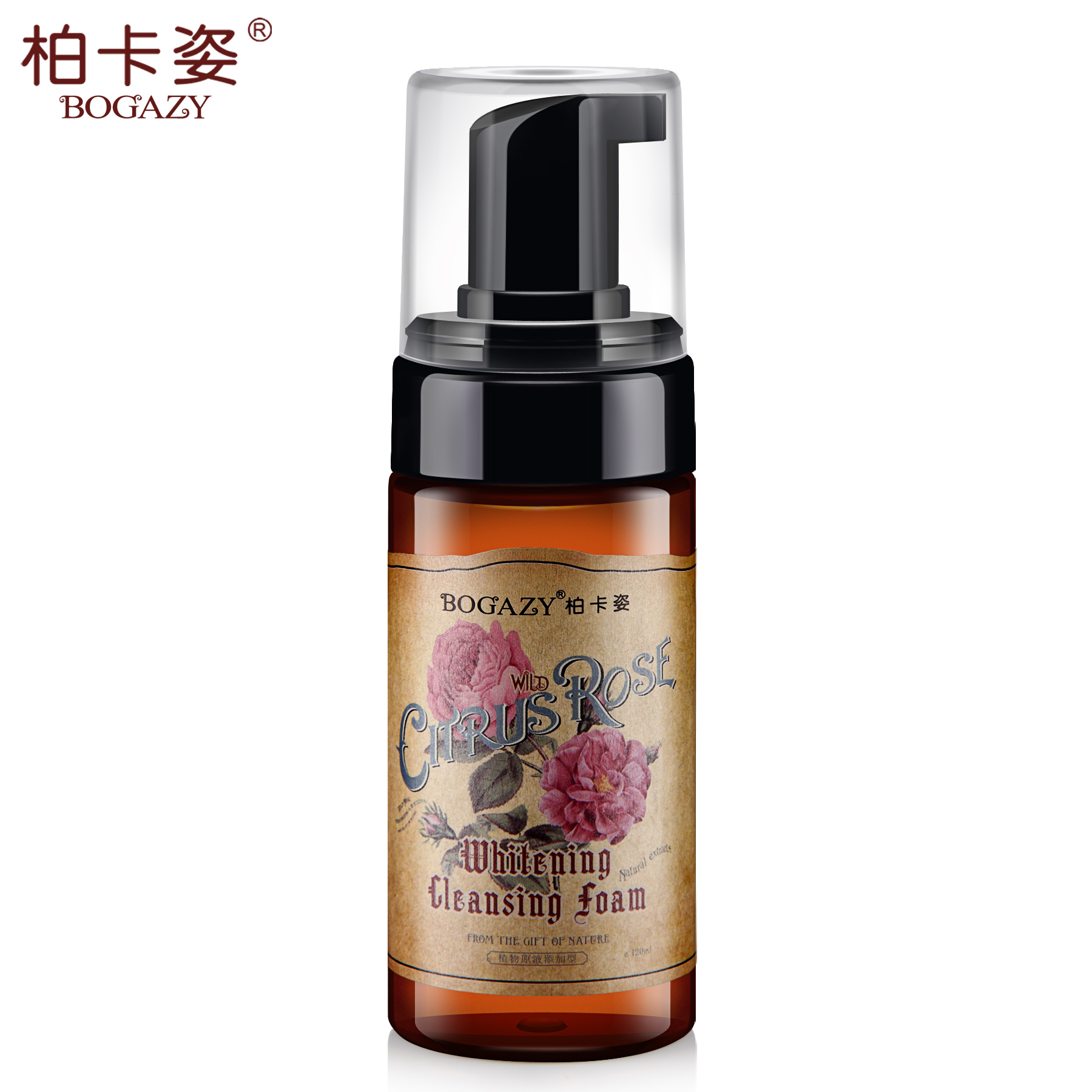 柏卡姿柑橘野玫瑰嫩白洁面泡沫120ml 深层清洁保湿补水自然肌肤