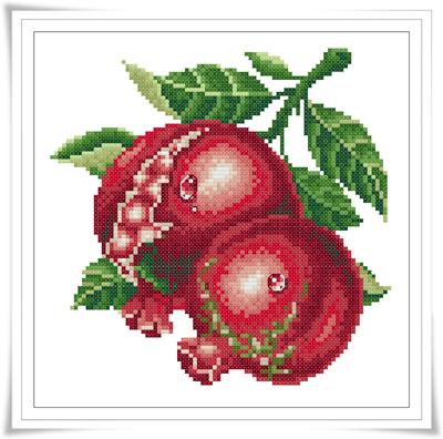 ● Hu Lili Cross embroidered ● French DMC kit pomegranate with 3D 5D precise printed imprint