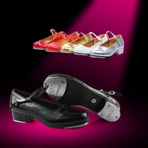 Chaussures de danse à claquettes pour enfants chaussures de danse en cuir brillant à nœud papillon chaussures de claquettes en cuir verni à bout rond pour adultes