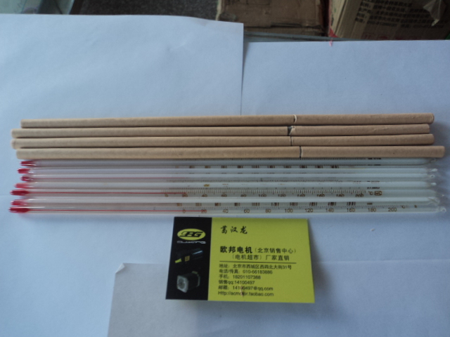 Mercury glass stick thermometer for a glass stick