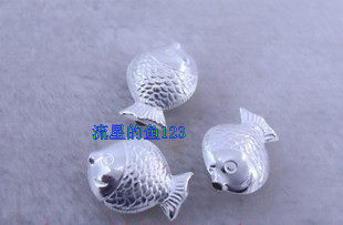 S990 pure silver super popular accessories DIY accessories double - sided hollow large fish single