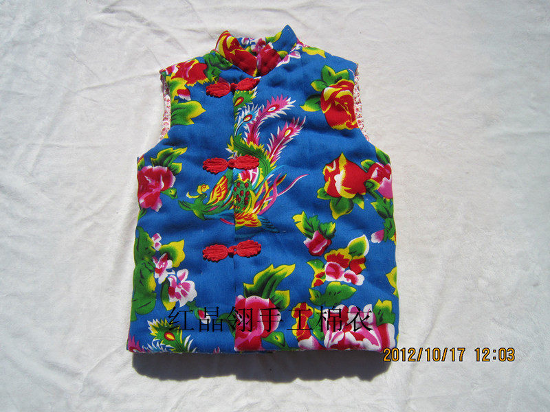 Red crystal ling * large flower cloth handmade children's cotton waistcoat Joker national style waistcoat large flower cloth baby waistcoat