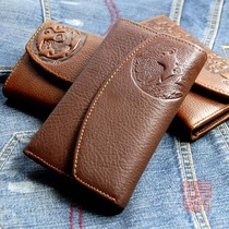 First layer cowhide wallet leather womens wallet retro mens wallet vintage mens wallet handmade financial cloth casual long wallet