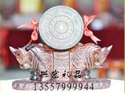 Special gifts 16 cm brass copper drum Business gifts Foreign affairs gifts Guangxi Kuibao double bull head