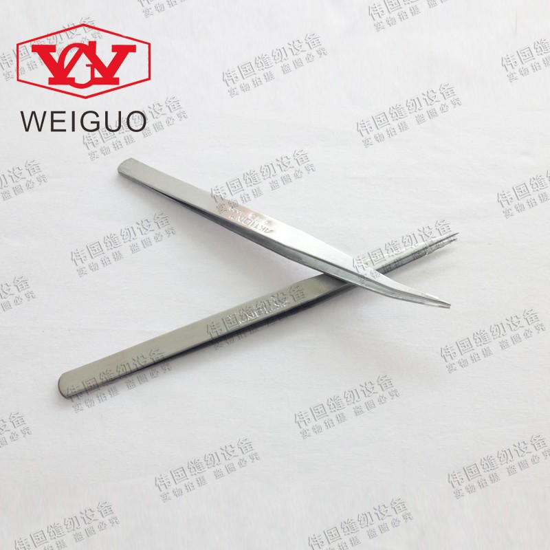 High quality tweezers stainless steel stainless iron pointed elbow non-slip pattern quenching and hardening