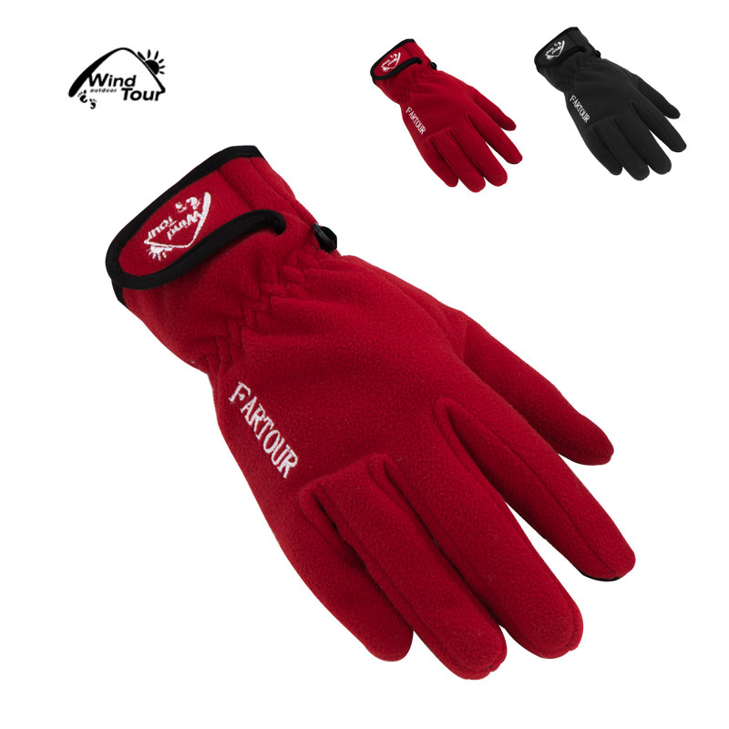 (touchable screen)Outdoor running Mountain climbing cycling Driving Non-slip autumn and winter warm windproof fully enclosed fleece gloves