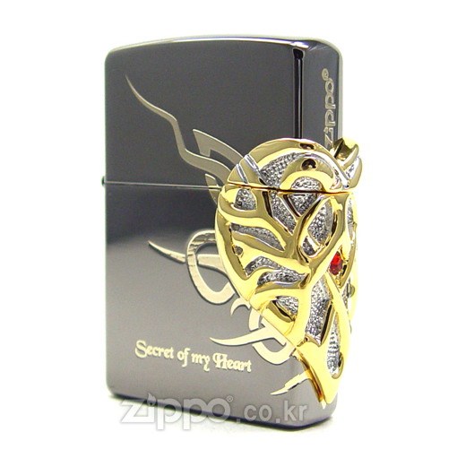 18 years old shop Pig Zippo Black Ice Gold three - sided ruby heart wishes secret posting wishes