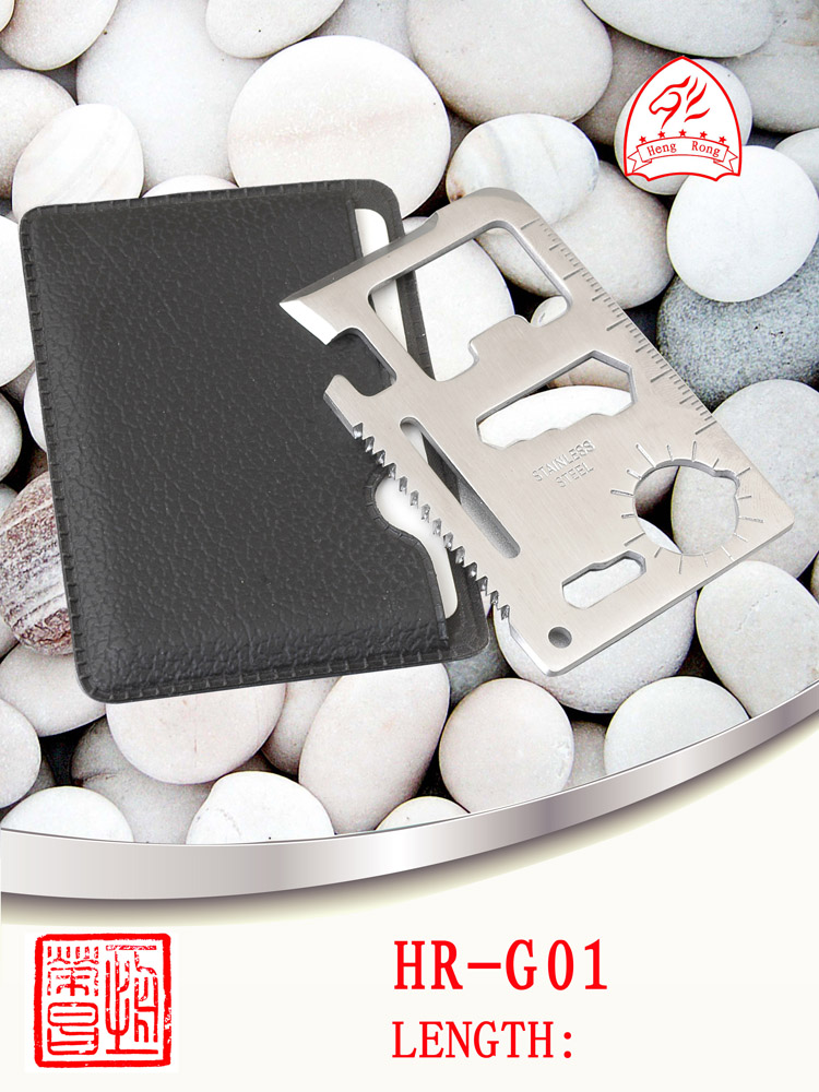 Stainless steel thickened super hard outdoor multi-function saber card universal knife card life-saving card camping tool card