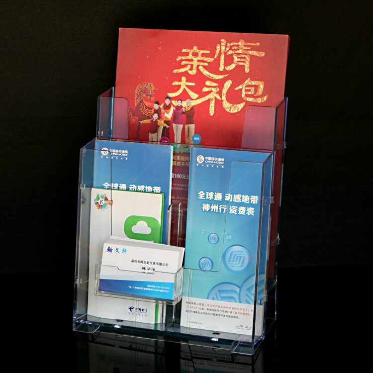 Name card box combination A4 color page display rack Double-layer desktop data rack two cells A6 three-fold leaflet rack
